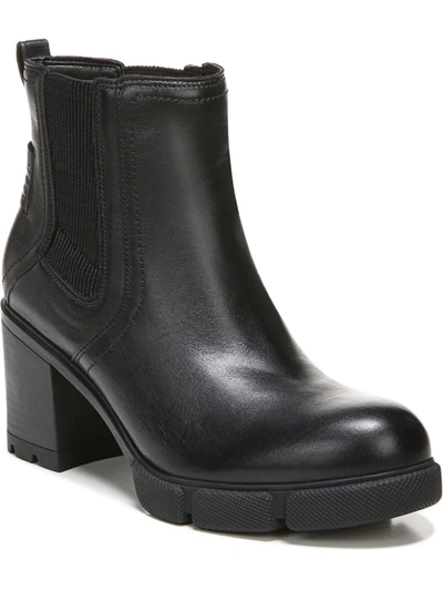 Naturalizer Laura Womens Leather Block Heel Ankle Boots In Black