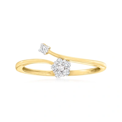 Canaria Fine Jewelry Canaria Diamond Flower Bypass Ring In 10kt Yellow Gold In Silver