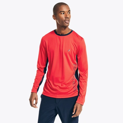 Nautica Mens Navtech Sustainably Crafted Rash Guard In Red