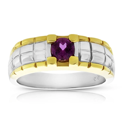 Vir Jewels 1/2 Cttw Men's Ring Rhodolite Garnet 18k Two Tone Gold Si Clarity In Red