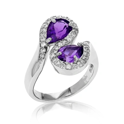 Vir Jewels 2.20 Cttw Purple Amethyst Ring In .925 Sterling Silver With Rhodium Pear Shape