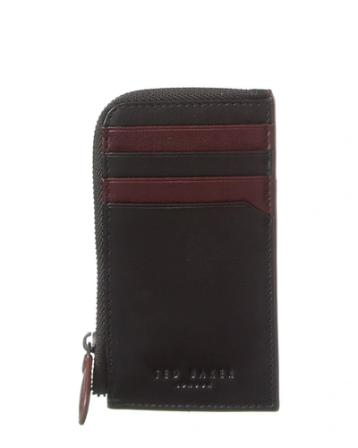 Ted Baker Nanns Contrast Detail Leather Zip Around Card Case In Red