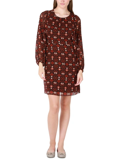 Black Tape Womens Printed Knee Shift Dress In Multi