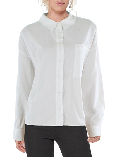 Sundry Womens Cotton Hi-low Button-down Top In White