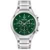Bulova Men's Chronograph Curv Stainless Steel Bracelet Watch 44mm In Green
