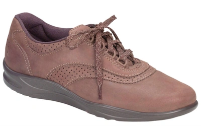 Sas Women's Walk Easy Walking Shoe - Narrow Width In Chocolate Nubuck In Gold
