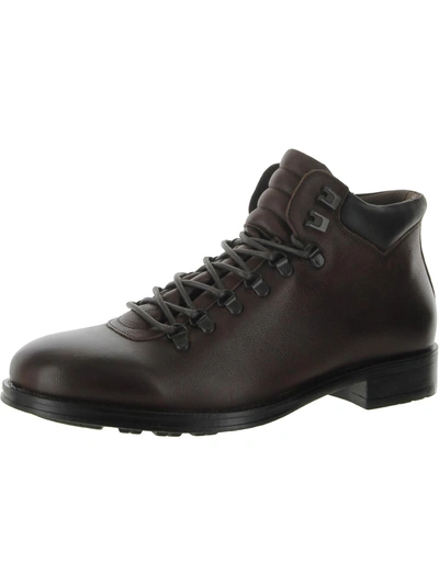 Kenneth Cole New York Hugh Low Mens Leather Lace Up Hiking Boots In Red