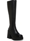Madden Girl Theresa Womens Faux Leather Block Heel Knee-high Boots In Black