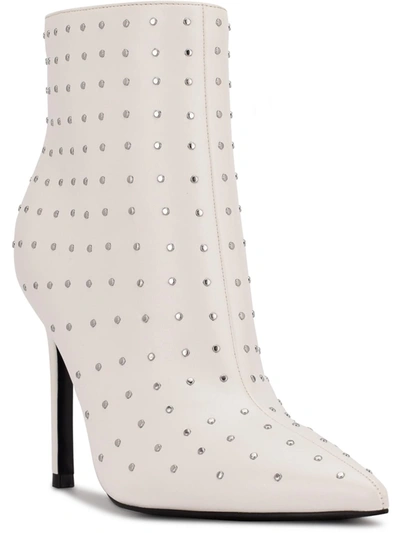 Nine West Jacks Womens Leather Pointed Toe Ankle Boots In White