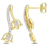 Mimi & Max 1/5ct Tdw Diamond Floral Stud Earrings In 10k Yellow Gold In Silver