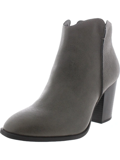 Sun + Stone Graceyy Womens Faux Leather Block Heel Ankle Boots In Grey