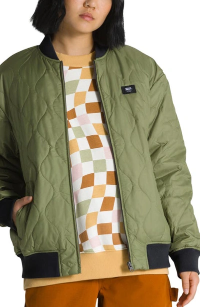 Vans Pickett Quilted Bomber Jacket In Loden Green