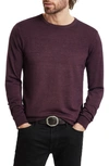 John Varvatos Chase Merino Wool Blend Long Sleeve T-shirt In Dark Plum