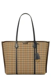 TORY BURCH PERRY PLAID TRIPLE COMPARTMENT TOTE
