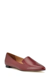 Nine West Women's Abay Pointed Toe Slip-on Smoking Flats In Dark Red Leather