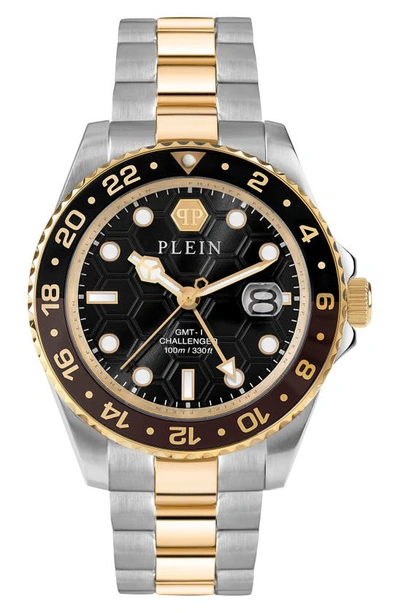 Philipp Plein Gmt-i Challenger Bracelet Watch In Black/two-tone