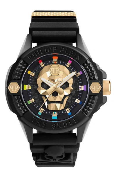 PHILIPP PLEIN THE $KULL SILICONE STRAP WATCH, 44MM