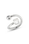 Justine Clenquet Coco Imitation Pearl Open Ring In Palladium
