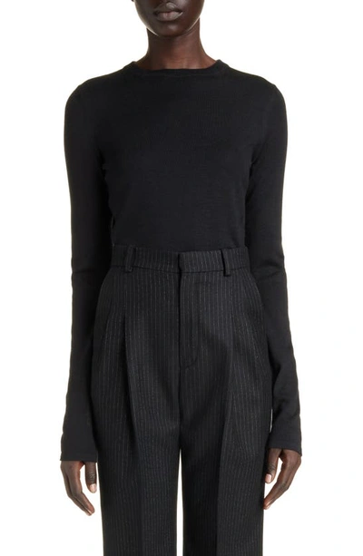 Saint Laurent Wool & Silk Sweater In Anthracite Chine