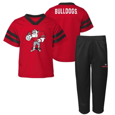 Outerstuff Kids' Toddler Boys And Girls Red Georgia Bulldogs Two-piece Red Zone Jersey And Trousers Set