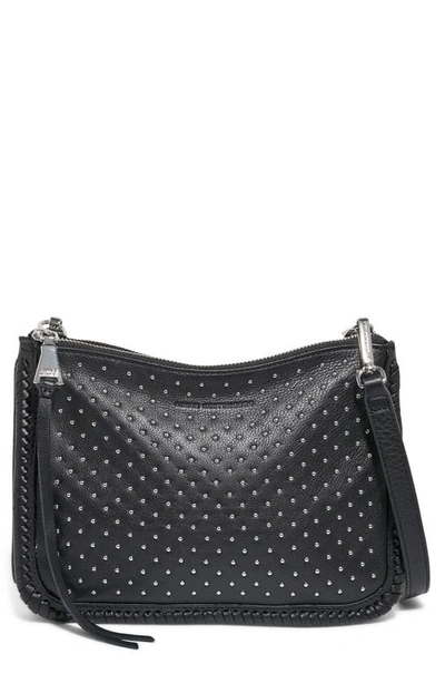 Aimee Kestenberg Famous Double Zip Leather Crossbody Bag In Black W Micro Studs