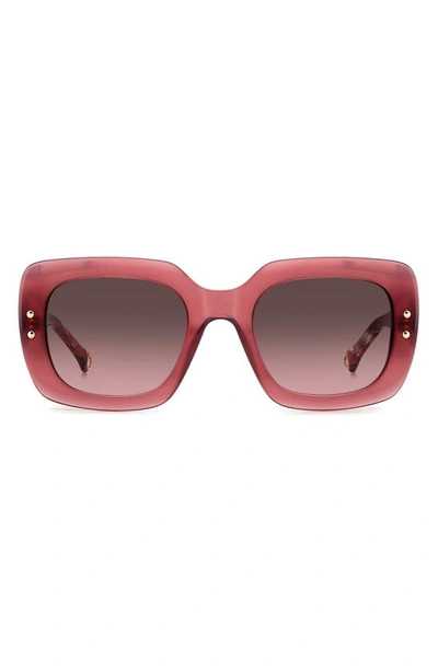 Carolina Herrera 52mm Rectangular Sunglasses In Red Havana Brown Gradient