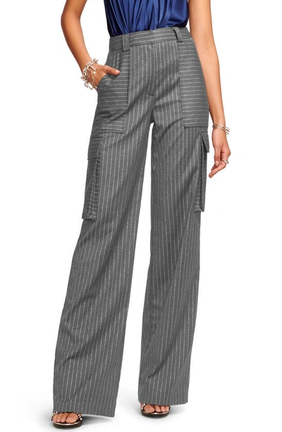 Ramy Brook Noa Pinstriped Pants In Charcoal Lurex Pinstripe