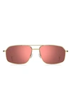 Hugo Boss 58mm Aviator Sunglasses In Gold/ Burgundy