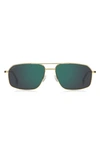 Hugo Boss 58mm Aviator Sunglasses In Gold/ Green Mirror