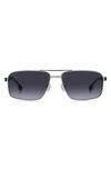 Hugo Boss 59mm Aviator Sunglasses In Ruth Blue/ Grey