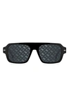 Hugo Boss 53mm Flat Top Sunglasses In Black/ Silver Grey Dec