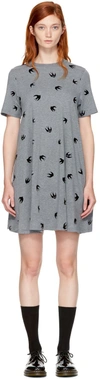 MCQ BY ALEXANDER MCQUEEN Grey Micro Swallow Babydoll T-Shirt Dress