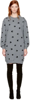MCQ BY ALEXANDER MCQUEEN Grey Micro Swallow Sweatshirt Dress