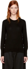 Burberry Meigan Long-sleeve Crewneck Check-side Sweater, Black