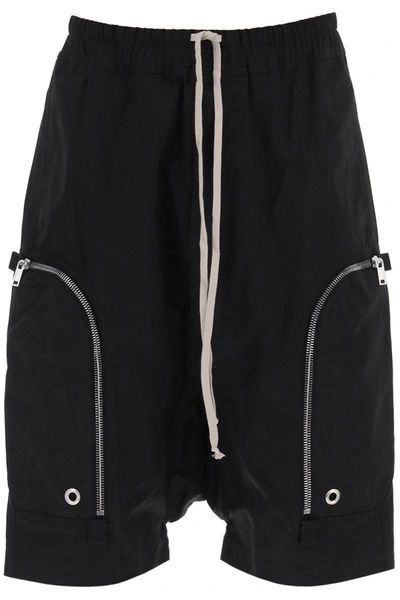 Rick Owens Drkshdw Drop-crotch Cotton Shorts In Black