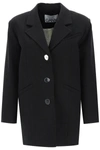 Ganni Oversized Single-breasted Blazer In Black