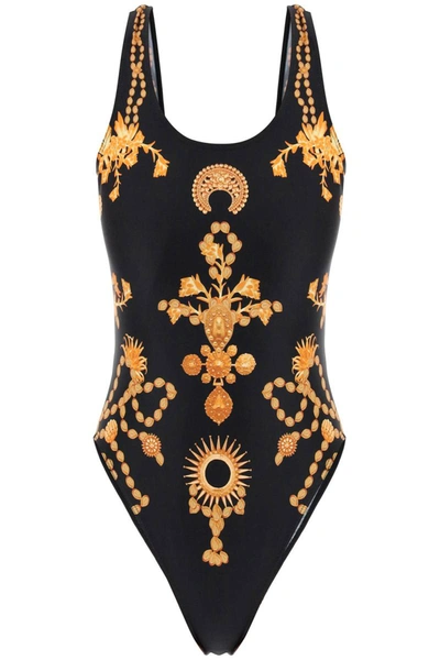 Marine Serre Ornament Jewelry Sporty Printed One Piece Swimsuit In Multicolor