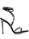 Paris Texas Ladies Black Rock Diamond Holly Zoe Strap Sandals In Black