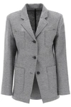 Totême Toteme Womens Grey Melange Single-breasted Jersey Wool And Recycled Polyamide-blend Blazer In Grey