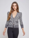 L Agence Jenni Cardigan In Black/white Multi