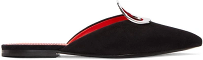 Proenza Schouler Eyelet-embellished Suede Slippers In Black