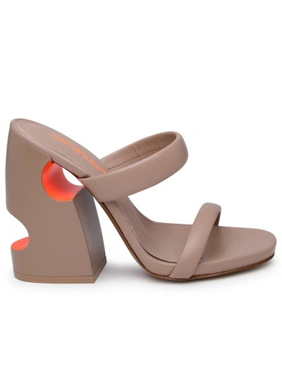 OFF-WHITE OFF-WHITE BEIGE LEATHER POP METEOR SANDALS WOMAN