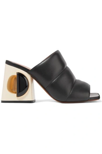 Marni High Heel Black Leather Mules