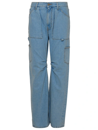 Attico Ben Long Denim Boyfriend Jeans In Light Blue