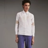BURBERRY Lace Cutwork Herringbone Cotton Shirt,45465121