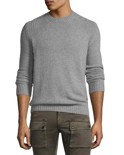 Belstaff Lanson Virgin Wool-cashmere Crewneck Sweater In Mid Gray Melange
