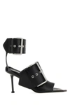 Alexander Mcqueen 90mm Slash Sandals In Blackblacksilver