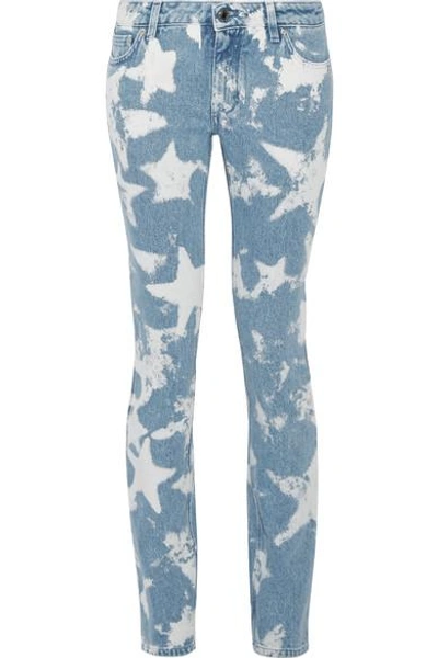 Givenchy Printed Low-rise Skinny Jeans In Pale Blue
