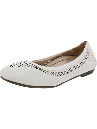 Vionic Whisper Womens Leather Perforated Ballet Flats In White