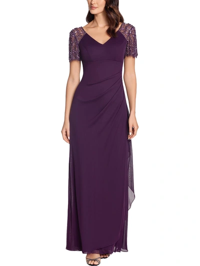 Xscape Plus Womens Embellished Maxi Evening Dress In Purple